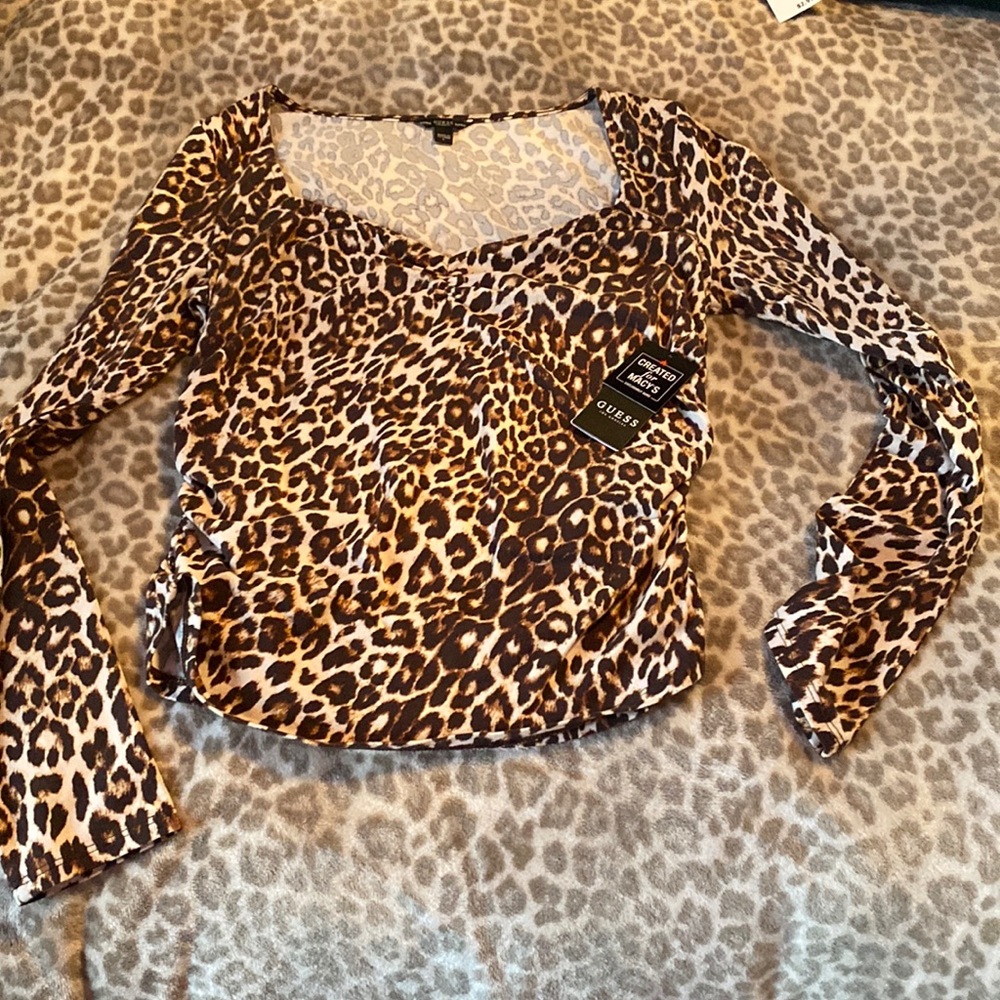 guess large size cheetah bengal ls freeddia top nwt